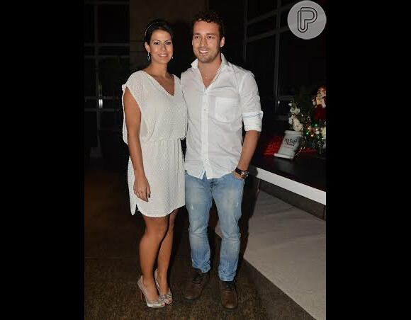 Rodrigo Andrade com a namorada, Joyce de Paulo, no Natal do Bem, no Hotel Grand Hyatt, em São Paulo, nesta segunda-feira, 16 de dezembro de 2013