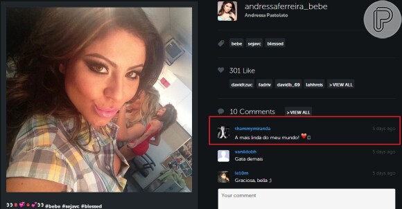 Thammy Miranda comenta em foto de Andressa Ferreira: 'A mais linda do meu mundo'