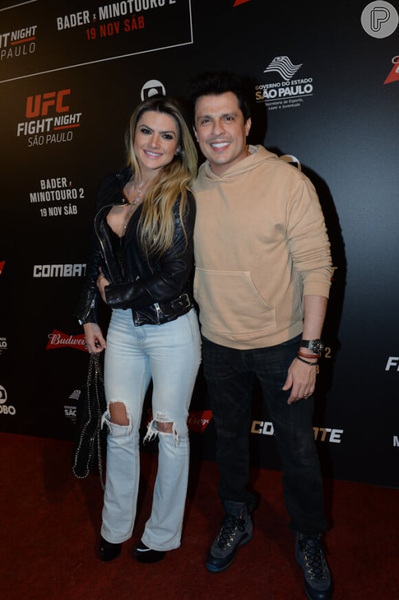 Mirella Santos e o marido, Wellington Muniz, assistiram o UFC no Ginásio do Ibirapuera, em São Paulo, na madrugada deste sábado, 19 de novembro de 2016