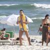 Henri Castelli curtiu o dia ensolarado desta quinta-feira, 9 de janeiro de 2014, no Rio de Janeiro na praia da Barra da Tijuca, Zona Oeste da cidade