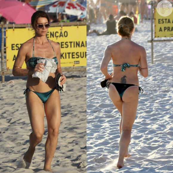 Leticia Spiller, de biquíni, exibe boa forma ao correr na praia da Barra da Tijuca nesta quarta-feira, dia 28 de dezembro de 2016