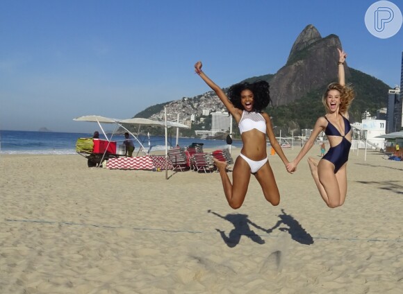 Aline Dias e Barbara França promovem partida de vôlei divertida em gravação para o Purepeople