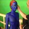 Para o papel de Mística, Jennifer Lawrence tem que atuar sem roupas, com o corpo coberto por maquiagem pesada