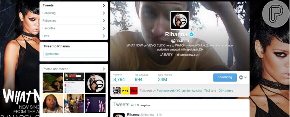 Rihanna colocou a foto de Thiago em seu perfil do Twitter