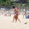 Fred aproveitou o calor para ir à praia do Leblon, no Rio de Janeiro, na manhã desta quarta-feira, 12 de fevereiro de 2014