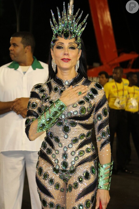 Christiane Torloni já desfila na Marquês de Sapucaí, no Carnaval carioca, há muitos anos e sempre pela Acadêmicos do Grande Rio