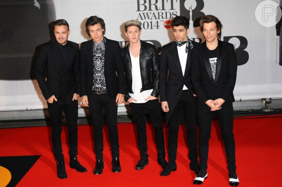 One Direction no BRIT Awards 2014, realizado em Londres na noite desta quarta-feira, 19 de fevereiro de 2014