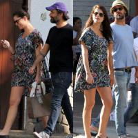 Grávida, Alinne Moraes repete vestido florido durante passeio com o namorado
