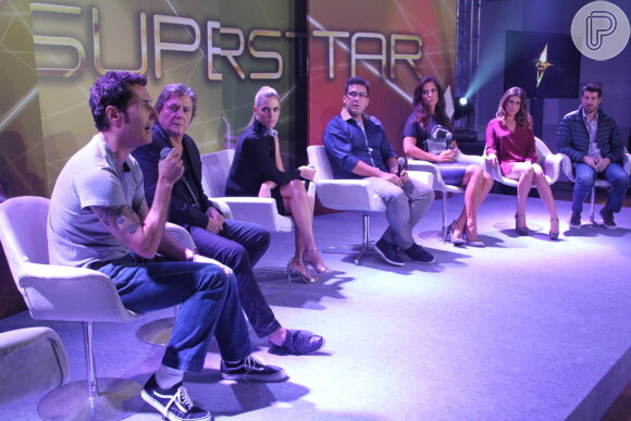 xxxxxxxxxxxx na coletiva de imprensa do reality musical 'SuperStar', na tarde desta quarta-feira, 26 de março de 2014, no Projac, no Rio de Janeiro