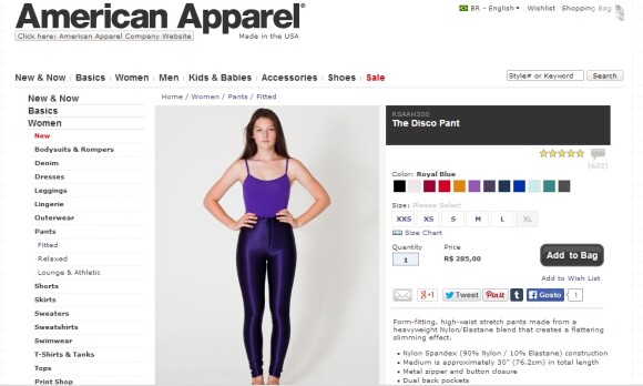 A disco pant é da marca americana American Apparel e custa R$ 285