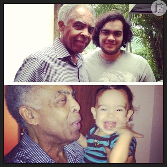 Preta Gil publica foto do pai, Gilberto Gil, festejando o aniversário de dois netos, em 21 de janeiro de 2013
