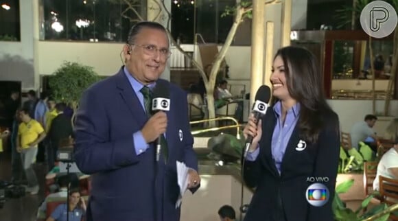 Galvão deseja boa sorte à colega Patrícia Poeta e que ela traga sorte para a Seleção Brasileira na sua estreia