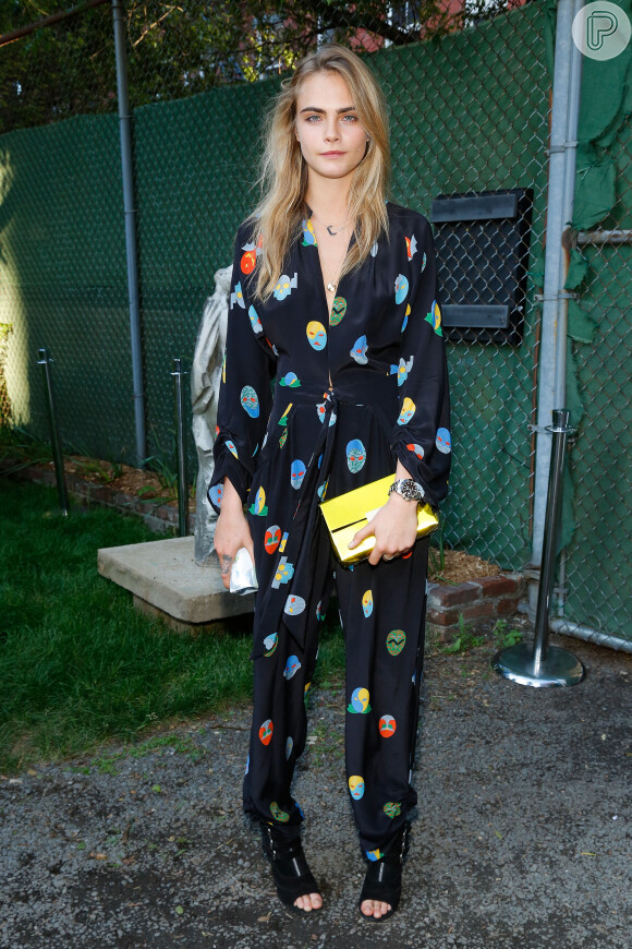 Cara Delevingne participa do lançamento da coleção de Primavera 2015 da estilista Stella McCartney, em Nova York, em 5 de junho de 2014
