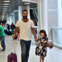 Malvino Salvador embarca com sua filha, Sofia, em aeroporto do Rio