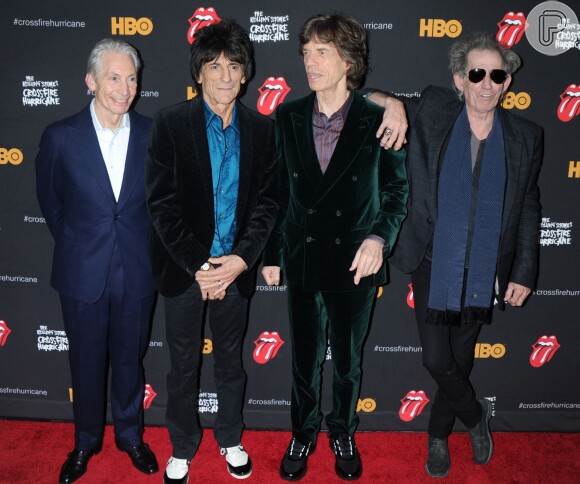 Mick Jagger e os componentes do grupo Rolling Stones