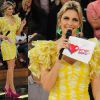 Fernanda Lima usou uma roupa de 'pintinho amarelinho' quando apresentou o programa que falava sobre as partes íntimas dos homens
 
