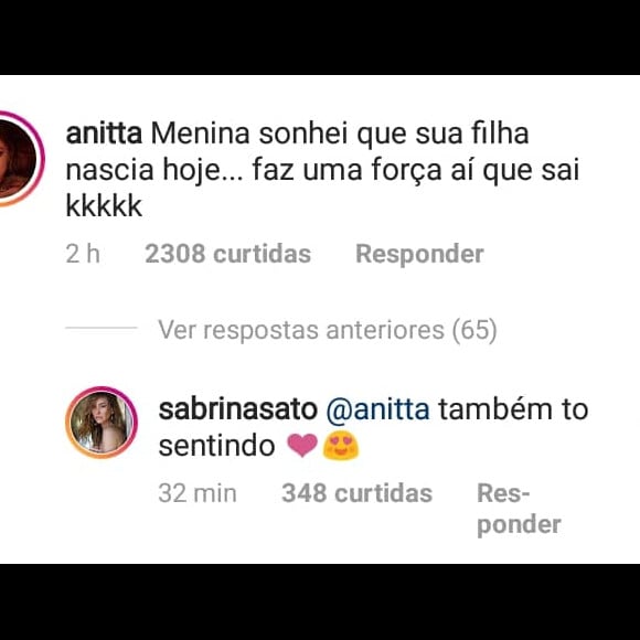 Anitta brinca com nascimento da filha de Sabrina Sato, Zoe