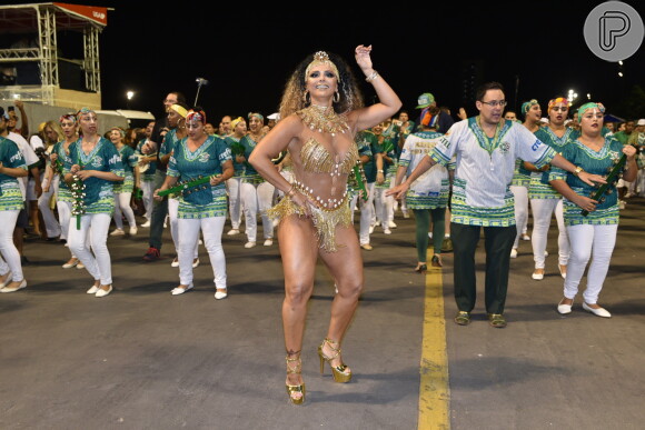 Viviane Araujo mostra gingado e muito samba no pé em desfile de carnaval