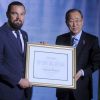 Leonardo DiCaprio foi oficialmente apresentado como novo mensageiro da paz da ONU na noite deste sábado (20 de setembro de 2014)