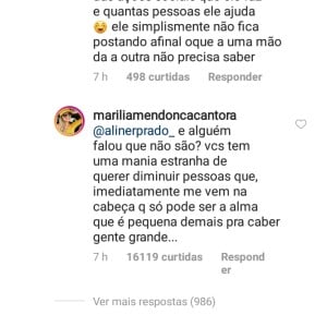 Marília Mendonça rebate internauta que a criticou após chamar Neymar de ídolo: 'Alma pequena'