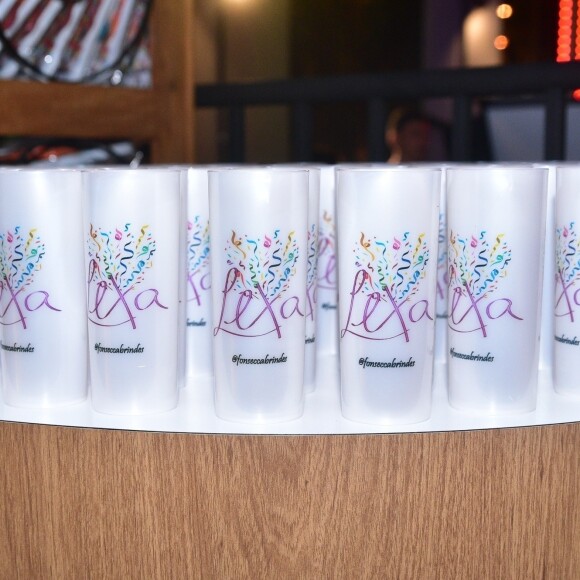 Lexa ainda personalizou o copo da festa com o seu nome, nesta quarta-feira, dia 20 de fevereiro de 2019