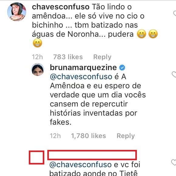 Bruna Marquezine responde perfil após comentário irônico