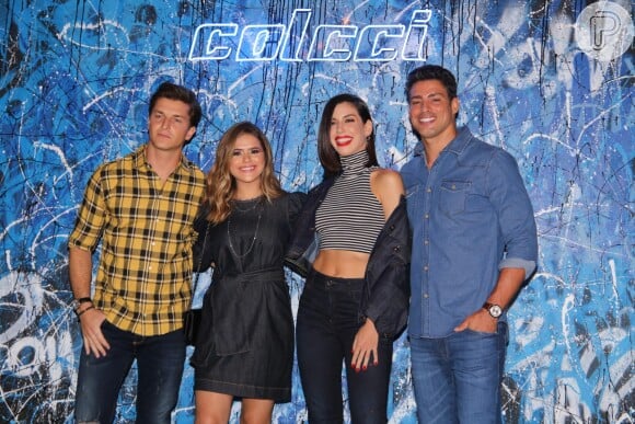 Maisa Silva posa ao lado de Klebber Toledo, Camila Coutinho e Cauã Reymond em evento da Colcci