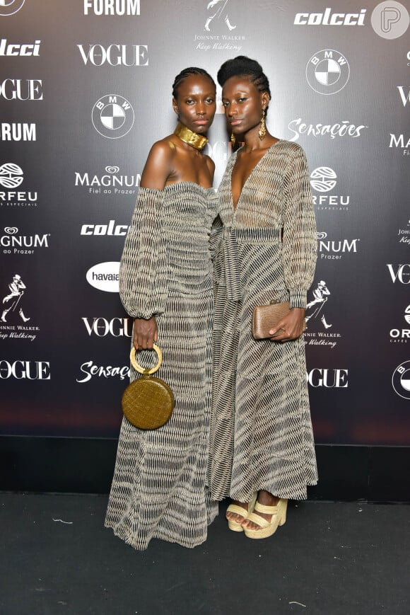 Baile da Vogue: Yacy e Yara Sá em looks com tecidos iguais