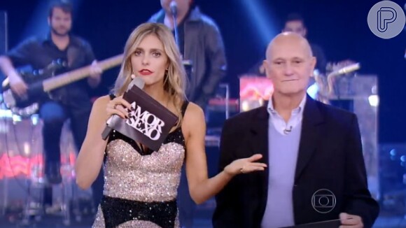 Fernanda Lima leva o pai, Cleomir, ao 'Amor & Sexo', para jogo com pÊnis gigante