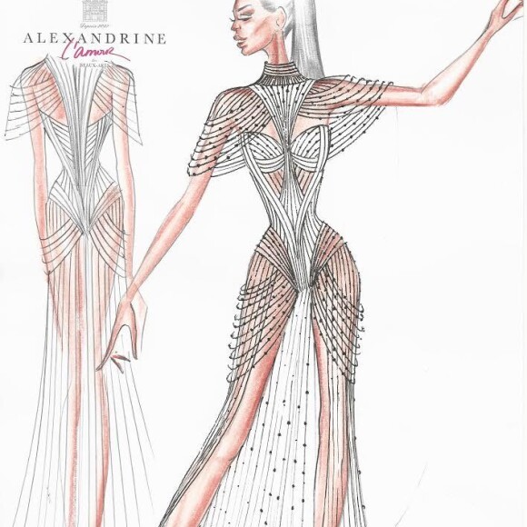 Croqui exclusivos da loja Maison Alexandrine, responsável por fazer a peça