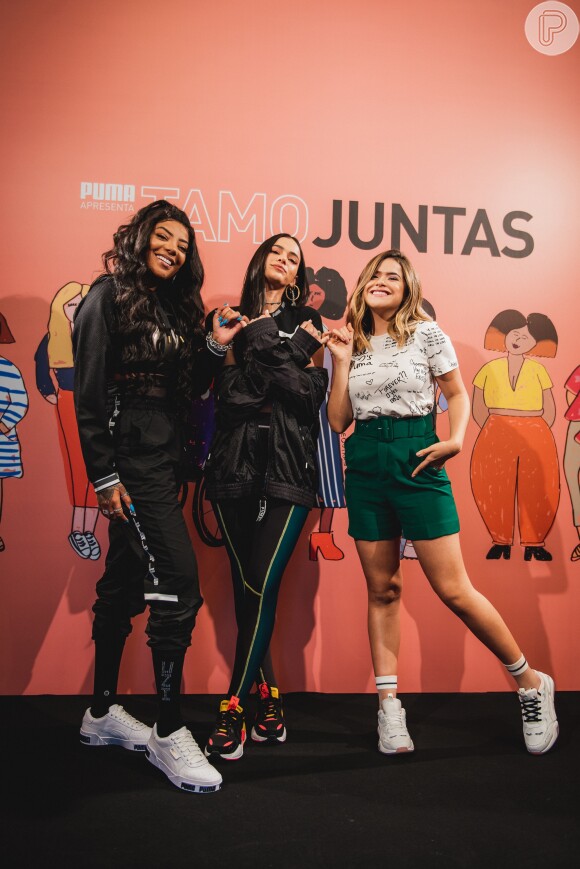 Bruna Marquezine participou de evento Puma com Ludmilla e Maisa Silva, também embaixadoras da marca no Brasil