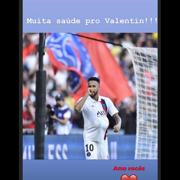 Neymar parabenizou Carol Dantas pelo nascimento de Valentin