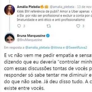 Bruna Marquezine responde fã de Marina Ruy Barbosa no Twitter neste domingo, dia 17 de novembro de 2019