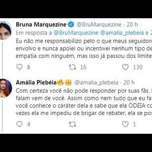 Bruna Marquezine lamenta polêmicas com fã de Marina Ruy Barbosa no Twitter neste domingo, dia 17 de novembro de 2019