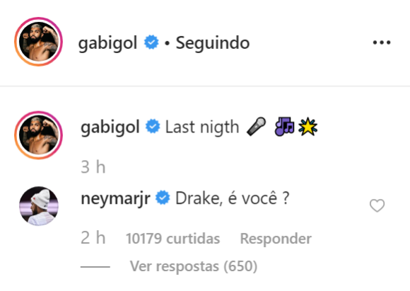 Neymar compara Gabigol com Drake