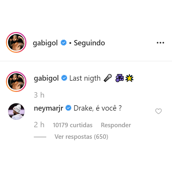Neymar compara Gabigol com Drake
