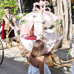 Maria Flor chega em festa em carruagem e é recebida pelos pais, Deborah Secco e Hugo Moura