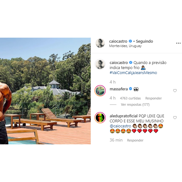 Comentário de Grazi Massafera em foto de Caio Castro ganha milhares de likes