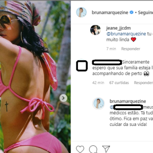 Bruna Marquezine responde fã após 'conselho' sobre corpo