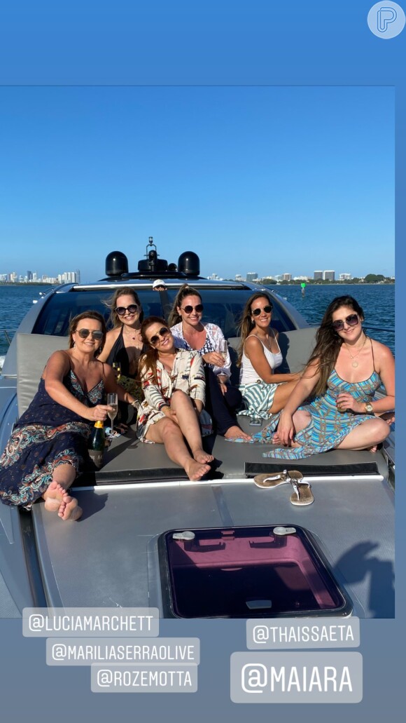 Dupla de Maraisa, Maiara curte festa em barco em Miami nesta quinta-feira, dia 20 de fevereiro de 2020
