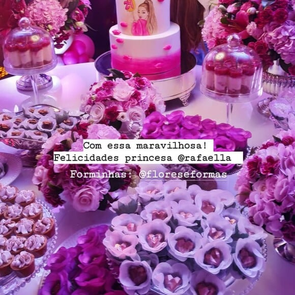 Rafaella Santos decorou mesa de doces com trufa de uva, merengue, brigadeiro belga, mini banoffe e mais