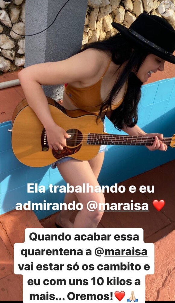 Maiara elogiou corpo da irmã, Maraisa, em foto no Instagram nesta quinta-feira, 19 de março de 2020