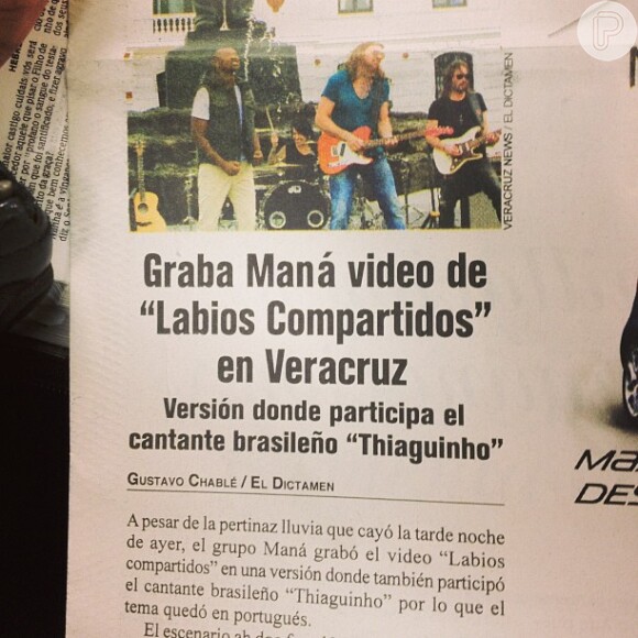 Thiaguinho grava clipe com a banda Maná e aparece em jornal mexicano