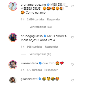 Bruna Marquezine se derrete por foto de Giovanna Ewbank com filhos e barriga