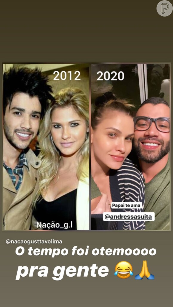 Andressa Suita e Gusttavo Lima surgem diferentes em foto de antes e depois