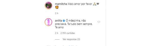 Anitta reage a vídeo da mãe, Miriam, destacando carinho entre as duas