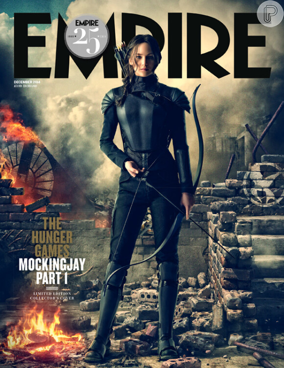 Jennifer Lawrence se veste de Katniss, do filme 'Jogos Vorazes: A Esperança - Parte 1', e estampa a capa da revista 'Empire'. As fotos foram divulgadas nesta terça-feira, 28 de outubro de 2014
