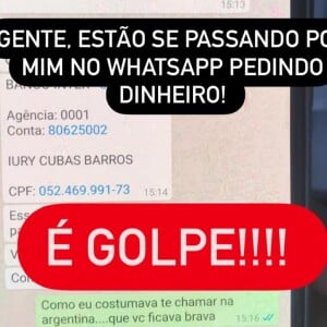 Sthefany Brito denunciou golpe em rede social