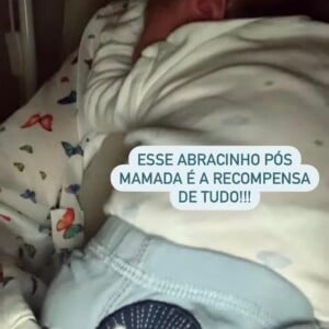 Sthefany Brito exibe filho dormindo após amamentação