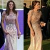 Vestido longo de festa também foi usado duas vezes por Kate Middleton